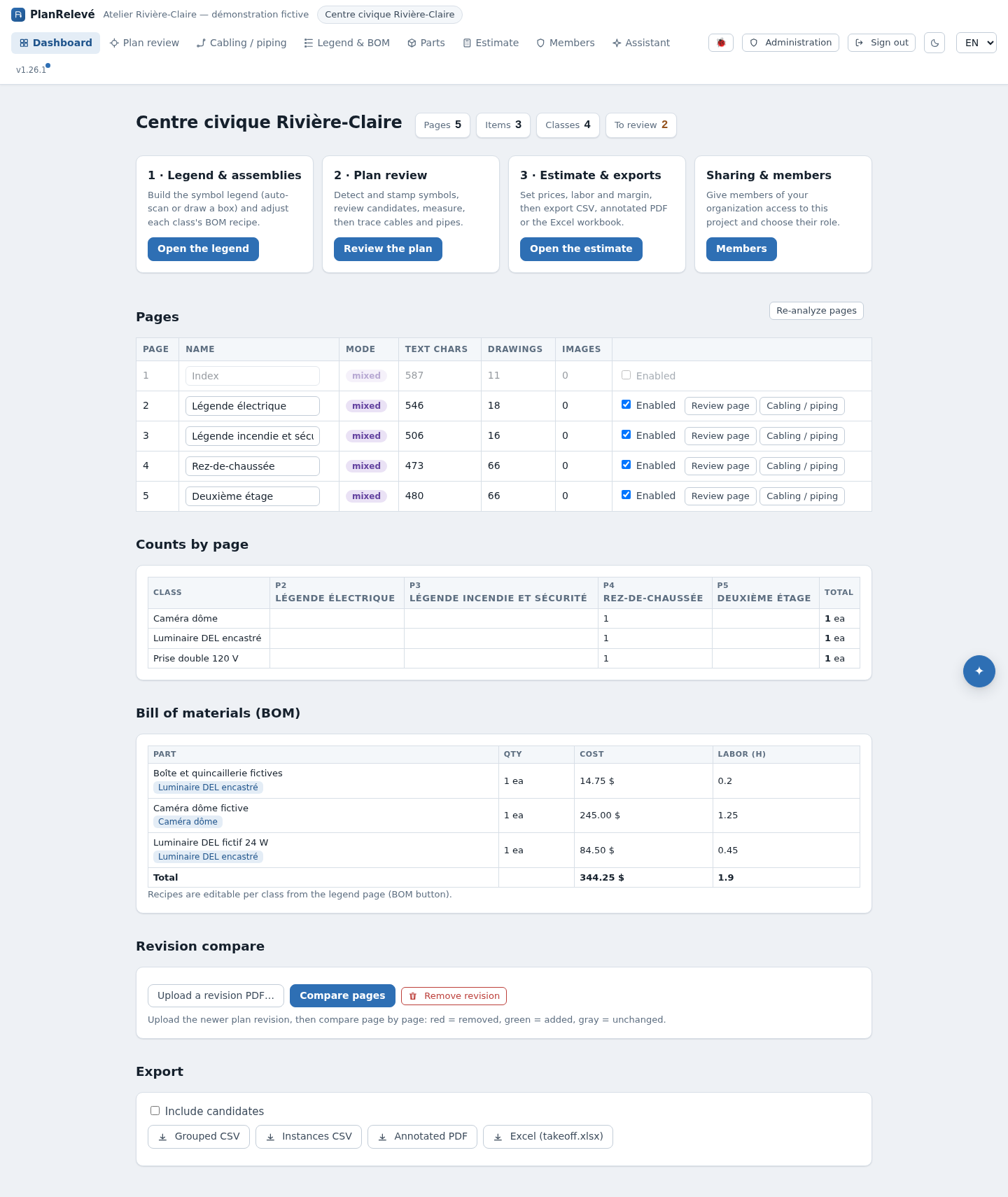 PlanRelevé dashboard